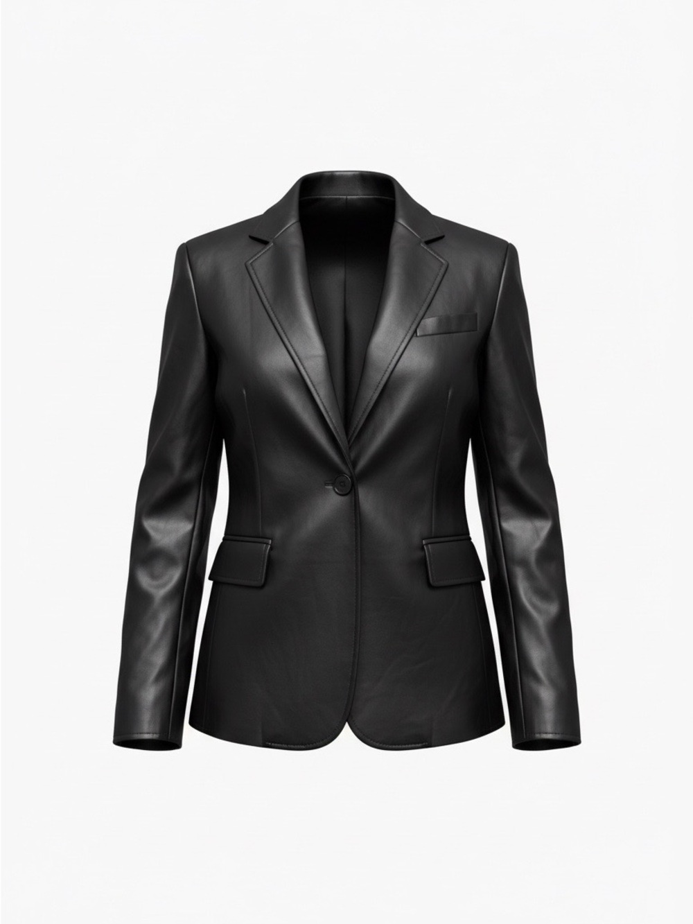 Wet Seal Black Faux Leather Single-Button Blazer